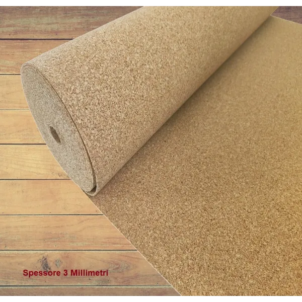 Rotolo di Sughero Supercompresso Sp. 3 mm. Tappetino Acustico Rivestimento Murale