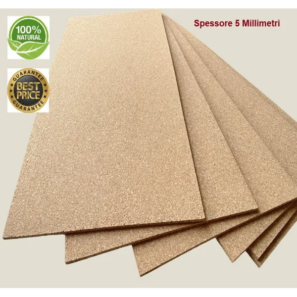 Sughero Supercompresso a vista in Pannelli sottili spessore 5 millimetri