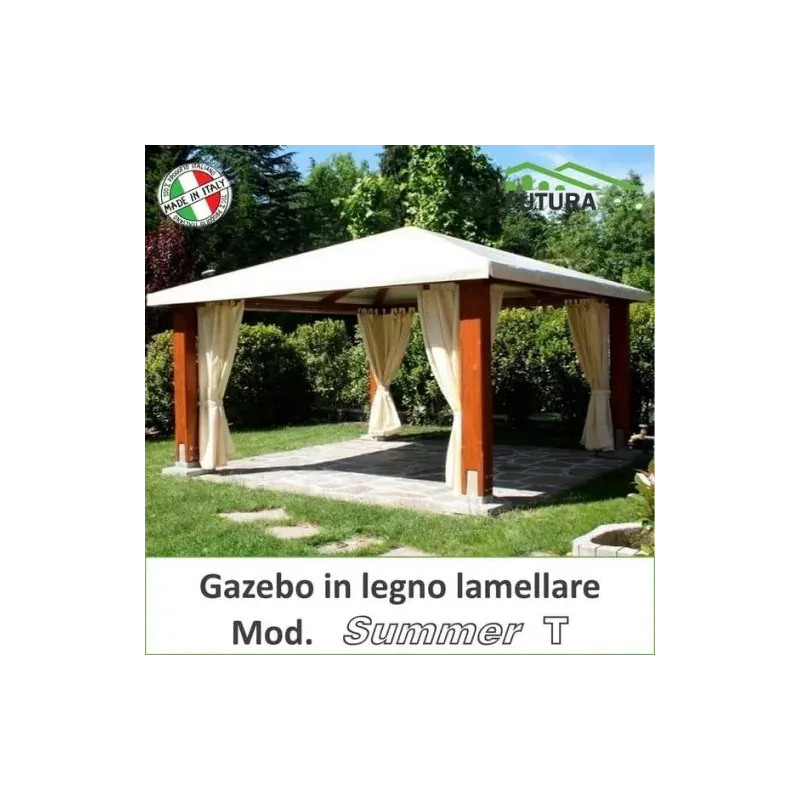 Gazebo in legno lamellare "Summer" copertura a tegola canadese