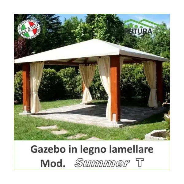 Gazebo in legno lamellare "Summer" copertura a tegola canadese