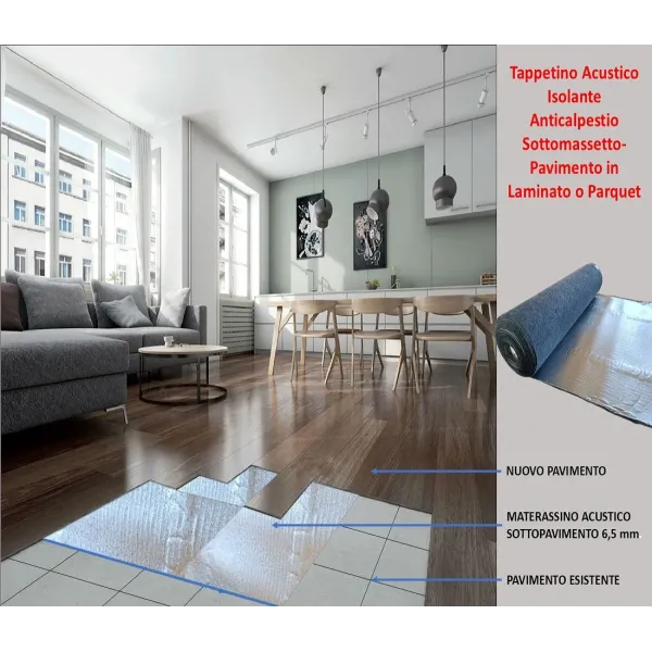Tappetino Acustico  Fonoisolante per i rumori del pavimento  condominio