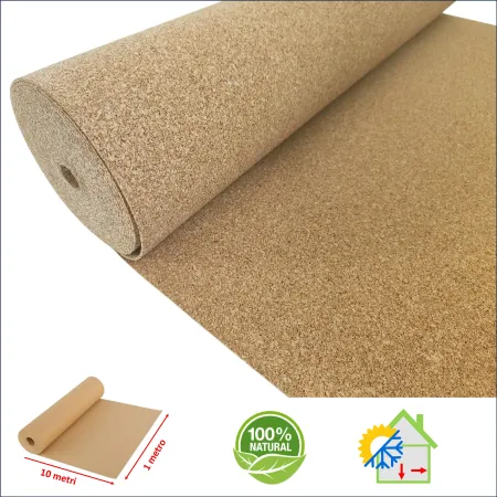 Rotolo di Sughero Supercompresso Sp. 3 mm. Tappetino Acustico Rivestimento Murale