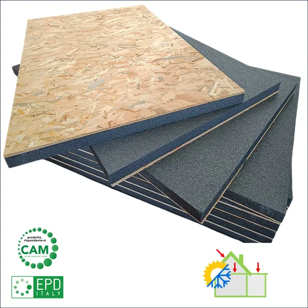 Isolamento Coperture tetto solaio pannello Pedonabile Grafite 30-100 mm. + OSB