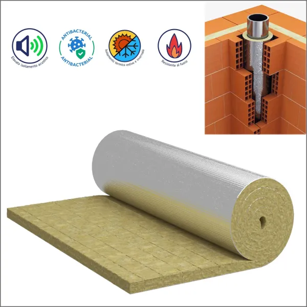 Feltro di Lana di Roccia Rivestito in Alluminio, Isolamento Alte Temperature