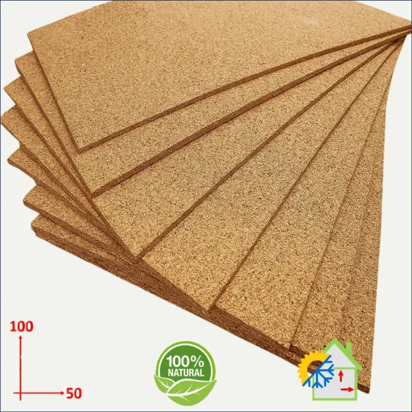Pannello in Sughero biondo compresso spessore 1 cm. grana media costante