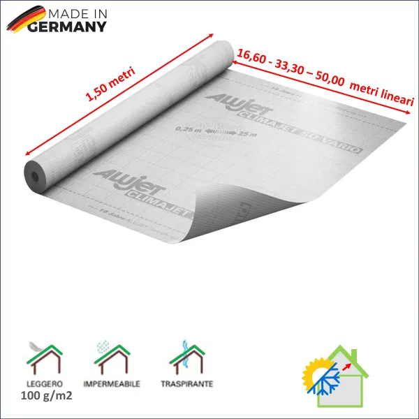 Telo Freno al Vapore, Membrana in TNT Regolatore Flusso Aria, Isolamento e Protezione Tetto e Pareti.