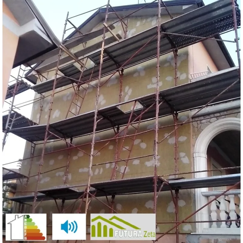 Cappotto Termico Facciate Esterne Corazzato Lana di Roccia spessore 60 mm.