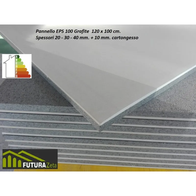 Rivestimento isolante interno Polistirene Grafite 30 mm. + cartongesso 10 mm.