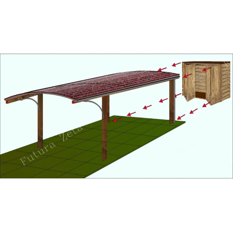 Carport Copertura Box Auto in legno e acciaio