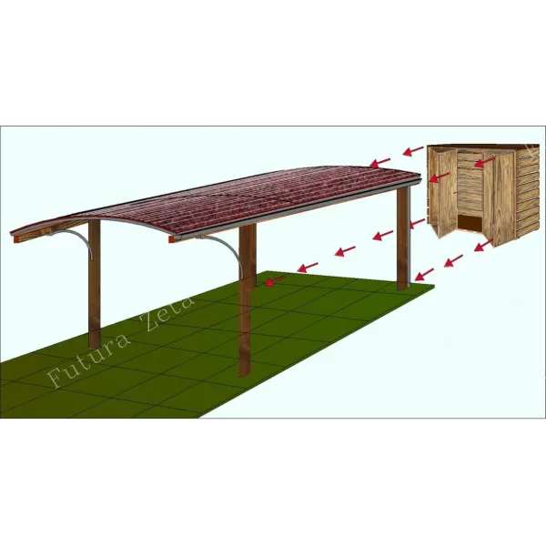 Carport Copertura Box Auto in legno e acciaio