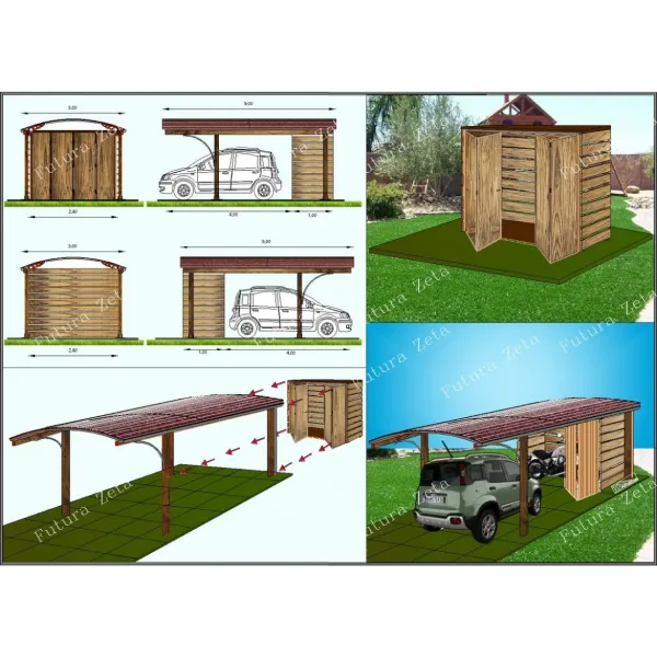 Carport Copertura Auto + Box Moto Attrezzi Legnaia