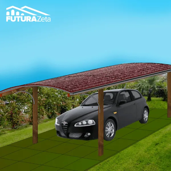 Carport Copertura Box Auto in legno e acciaio
