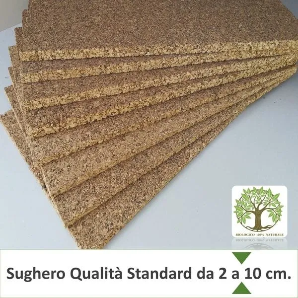 Pannello in Sughero Standard Nazionale spessori da 2 a 10 cm.