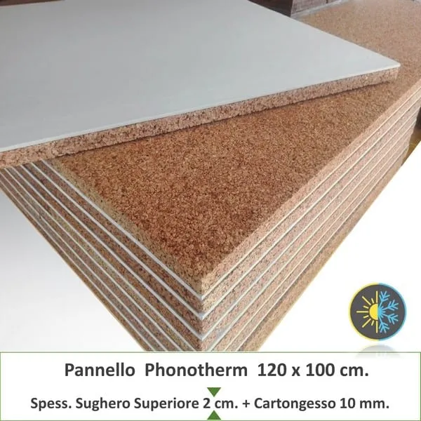 Sistema cappotto interno accoppiato Sughero 20 mm. + Cartongesso 10 mm.