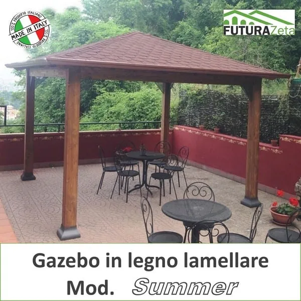 Gazebo in legno lamellare "Summer" copertura a tegola canadese