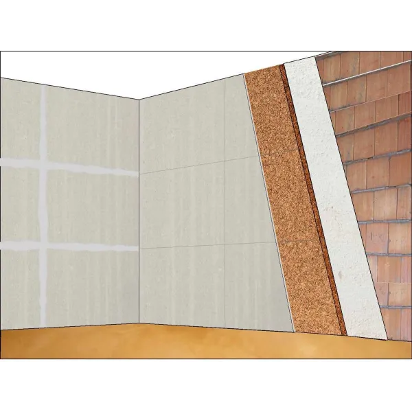 Pannello Cappotto Interno Termico Hydro 53 mm.- Sughero 40 mm. + Cartongesso 13 mm.