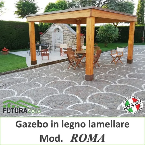 Gazebo in legno lamellare modello "Roma"