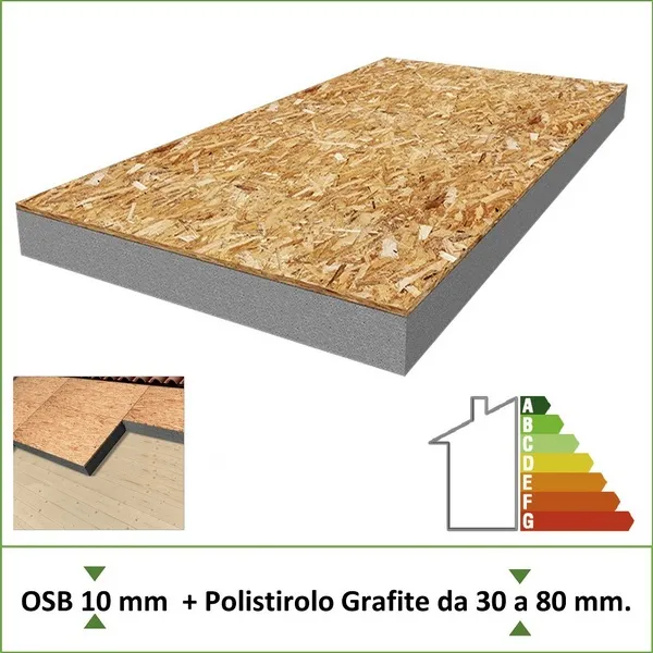 Isolamento Coperture tetto solaio pannello pedonabile Grafite + OSB