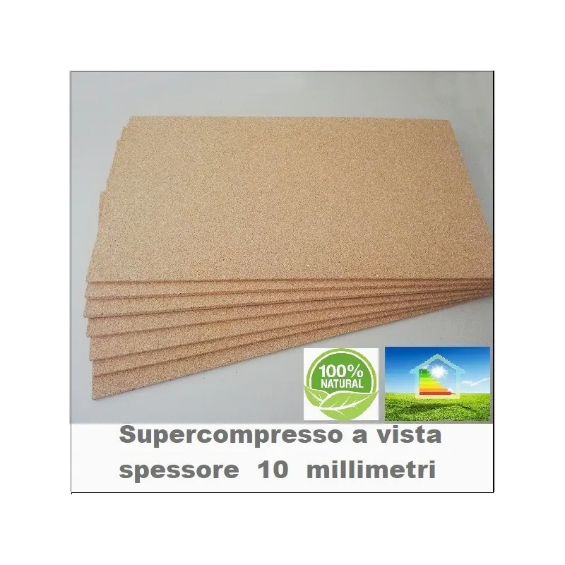 Pannello in Sughero Supercompresso a Vista spessore 10 millimetri Grana Fine