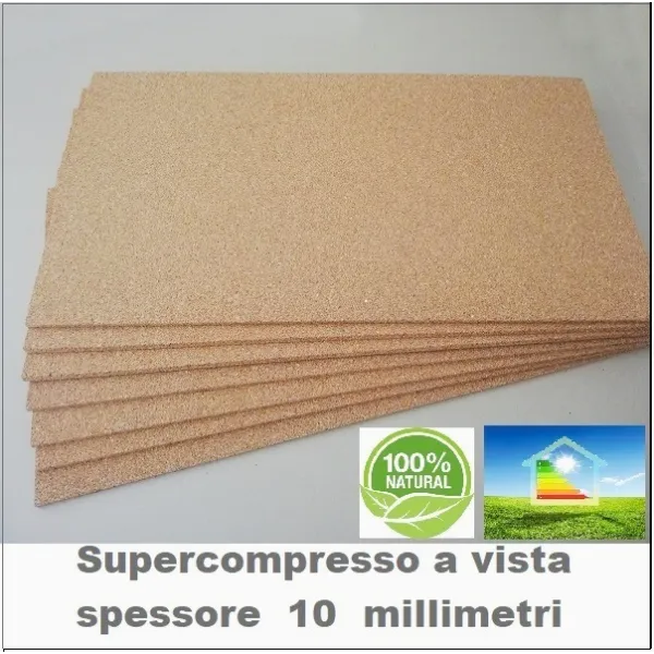 Pannello in Sughero Supercompresso a Vista spessore 10 millimetri Grana Fine