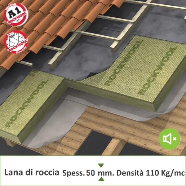 Lana di Roccia Rigido Pedonabile Migliore isolamento coperture spessore 50 mm. Confezione mq. 3,60